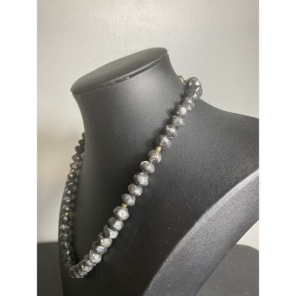 Chunky Hematite Beaded Necklace With Secure Clasp - Picture 3 of 4